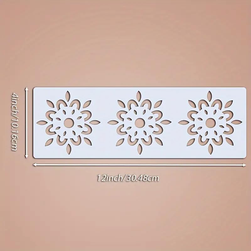 3 Pcs Lace Pattern Stencils 4x12 Inch – Reusable Plastic Wall Painting Templates – DIY Scrapbooking, Furniture, Fabric, Wood, Cardmaking & Home Décor Craft Stencil Set for Artists & Crafters